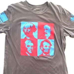 Grunt Style Gray Tee with Red and Blue Graphic